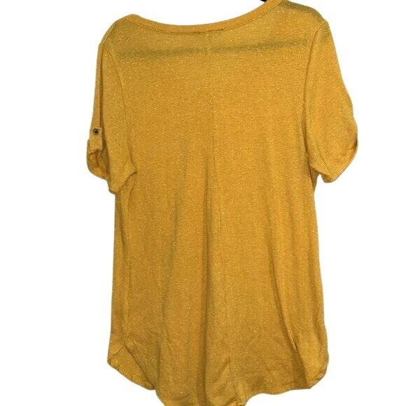 Yellow Impulsive Womens V-Neck Sparkle Tee - 2X Size - Picture 6 of 7